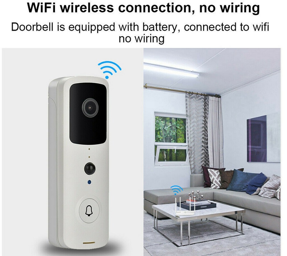 trådlös dörrklocka - WiFi-dörrklocka med rörelsedetektering och HD-kamera