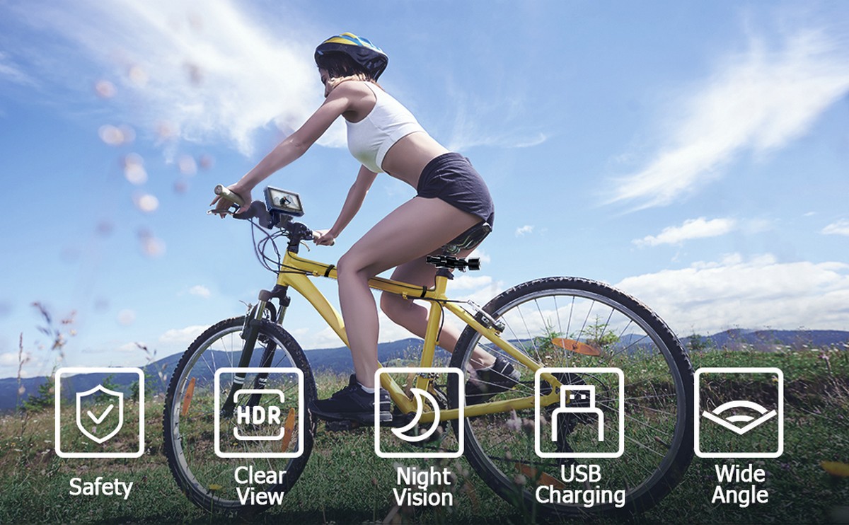 cykelsäkerhetskamera med monitor