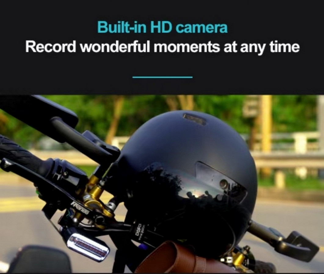 inbyggd kamera i en cykelhjälm med inspelning
