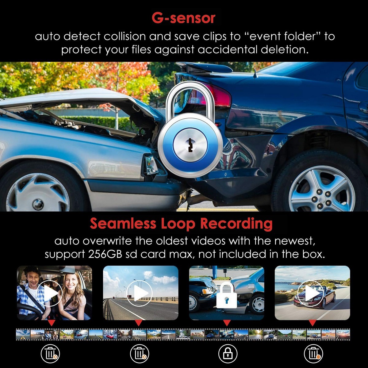 inbyggd G-sensor - bilkamera