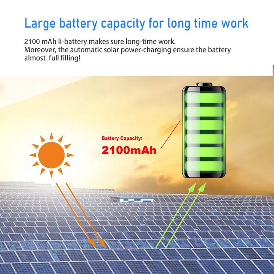 laddningsbart 2100mAh batteri solenergi