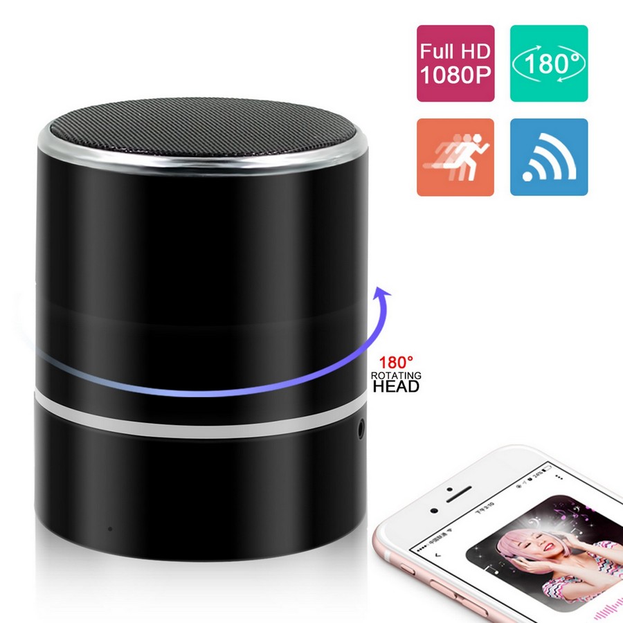 Bluetooth-högtalare med FULL HD Wifi P2P roterande kamera
