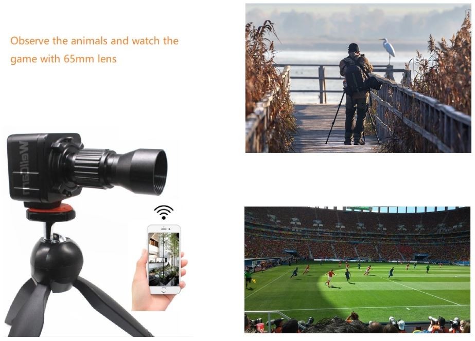 zoomkamera med stativ - liveöverföring wifi över smartphone