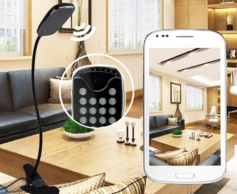 LED bordslampa med dold kamera, WiFi