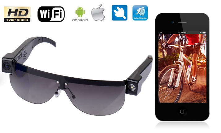 Solglasögon med hd wifi-kamera