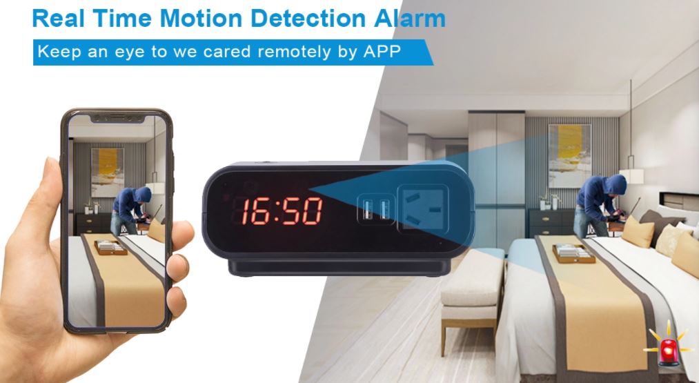 digital väckarklocka med kamera - rörelsedetekteringsfunktion