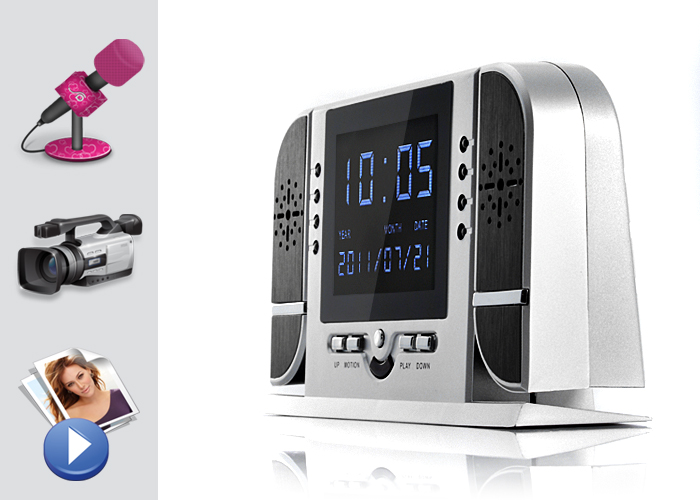 LCD väckarklocka med kamera + rörelsedetektering + natt IR LED