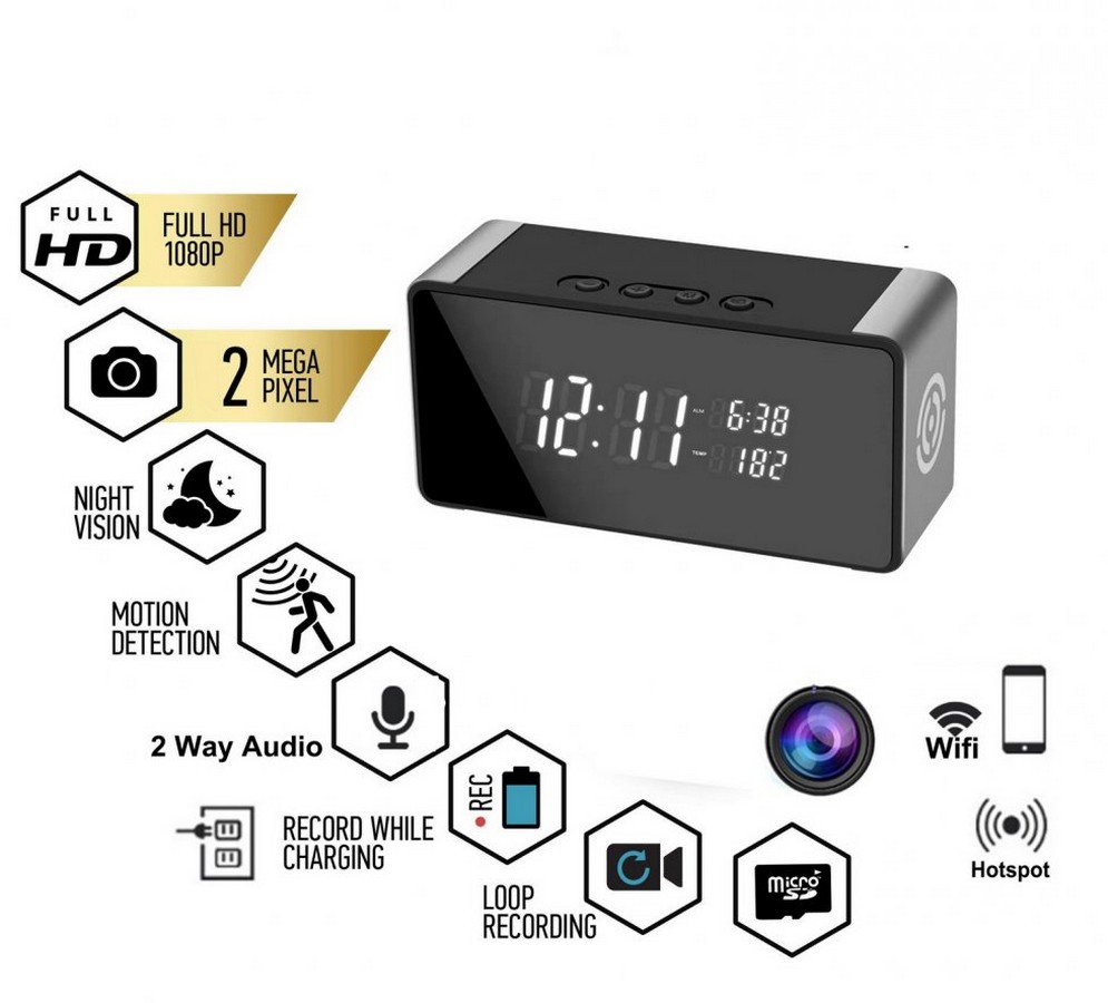wifi kamera i väckarklockan + bluetooth högtalare